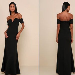 Lulus Lynne Black Off-the-Shoulder Maxi Dress